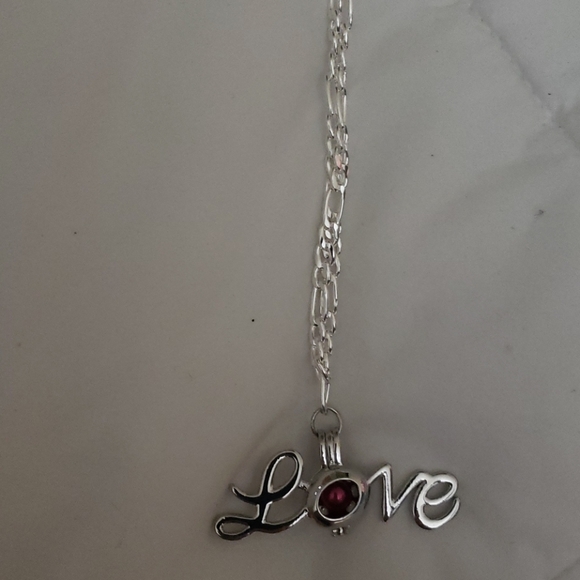 Silver necklace with love pendant with interchange - Picture 1 of 1